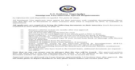 (PDF) U.S. Embassy Tegucigalpa Immigrant Visa Interview Special ... · 1 ...