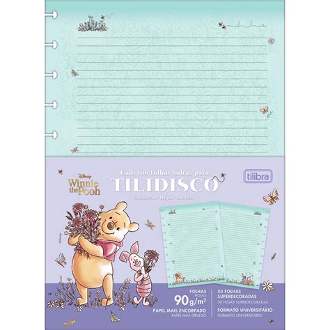 Refil Caderno Tilidisco Grande Pooh Tilibra Grafitte Papelaria