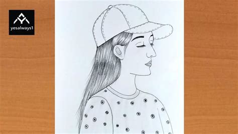 How to draw a girl wearing a hat pencil sketch for beginners easy girl ...