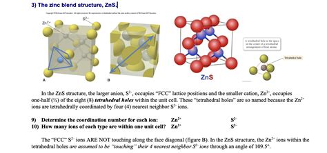 Solved 3 The Zinc Blend Structure Zns In The Zns