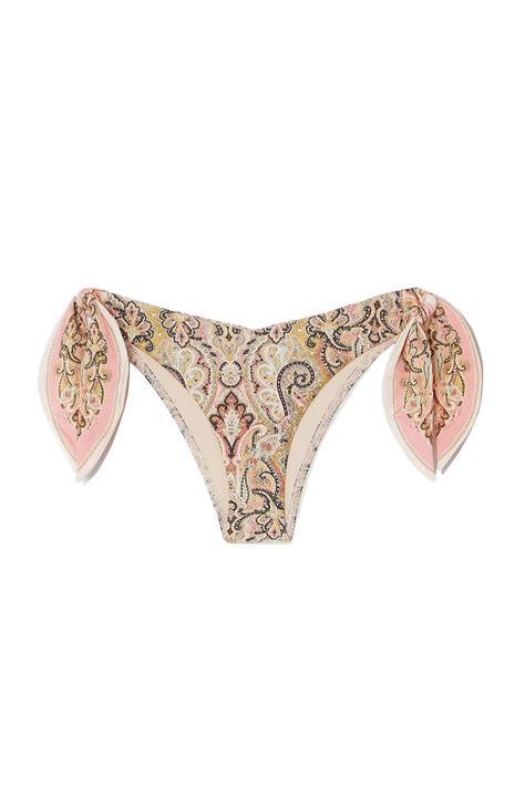 Buy Zimmermann Freja Knotted Printed Low Rise Bikini Briefs Blush At