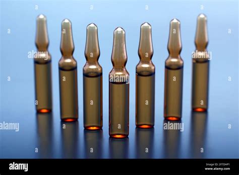 Seven Medical Glass Ampoules For Injection Drug Stock Photo Alamy