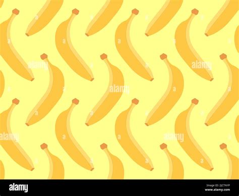 Bananas Seamless Pattern Ripe Yellow Bananas In Flat Style Design For