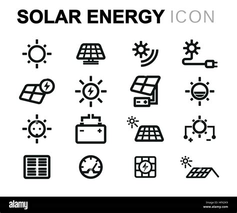 Vector Line Solar Energy Icons Set On White Background Stock Vector