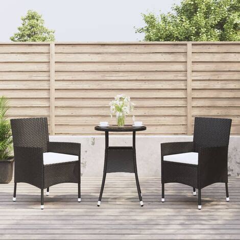 Tlg Garten Bistro Set Mit Kissen Schwarz Poly Rattan Vidaxl