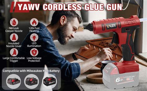 Amazon Cordless Hot Glue Gun For Milwaukee M Battery Drip Free Handheld Electric Power