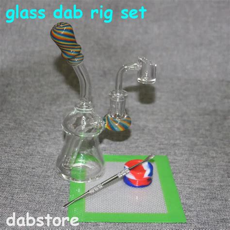 Dropshipping Pink Quartz Banger Perc Glass Bong Dab Rig Water Pipe With