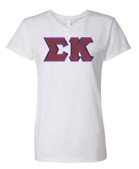 Discount Sigma Kappa Lettered V Neck Tee Greek Gear