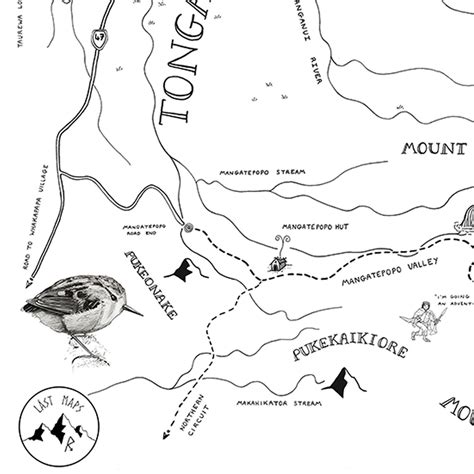 Tongariro Crossing Map New Zealand Travel Print/poster | Etsy