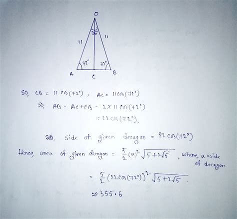 Solved What Is The Area O Is The Center Of The Regular Decagon