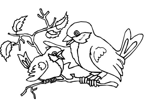 Coloriage Mère avec Bébé Oiseau télécharger et imprimer gratuit sur