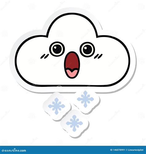 Sticker Of A Cute Cartoon Snow Cloud Stock Vector Illustration Of