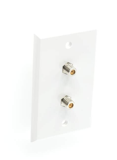 The Cimple Co White Video Wall Jack For Twin Dual Coax Cable F Type