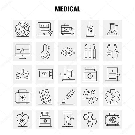 Set De Iconos De L Nea M Dica Para Infograf As Kit De Ux Ui M Vil Y