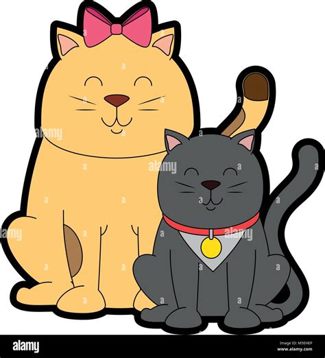 Cute Cats Mascots Characters Stock Vector Image And Art Alamy