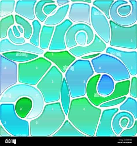 Abstract Vector Stained Glass Mosaic Background Light Blue Spirals Stock Vector Image And Art