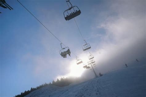 Winter Mountains Panorama with Ski Slopes and Ski Lifts, Stock Photo ...