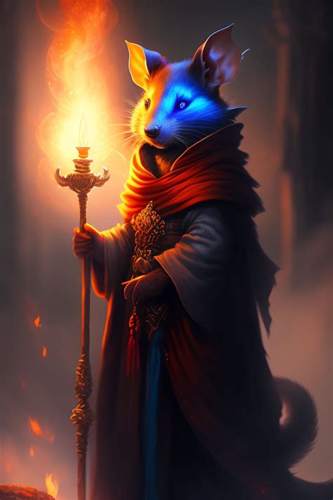 Lexica Fantasy Painting Of A Ghostly Rat Sorcerer With Glowing Red