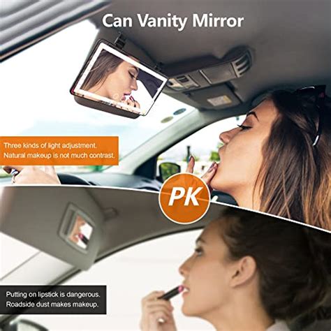 Car Visor Vanity Mirror Rechargeable With 3 Light Modes And 60 Leds For Car Truck Suv Rear View