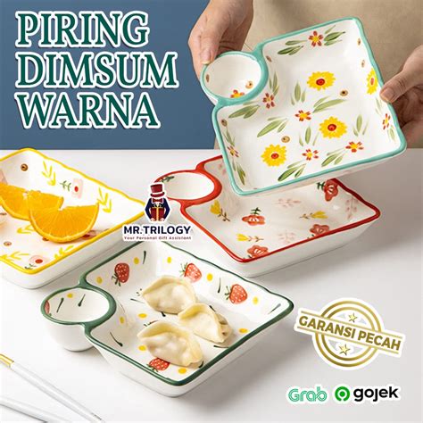 Jual Piring Keramik Dimsum Tempat Sambal Saos Kecap 2in1 Piring Makan