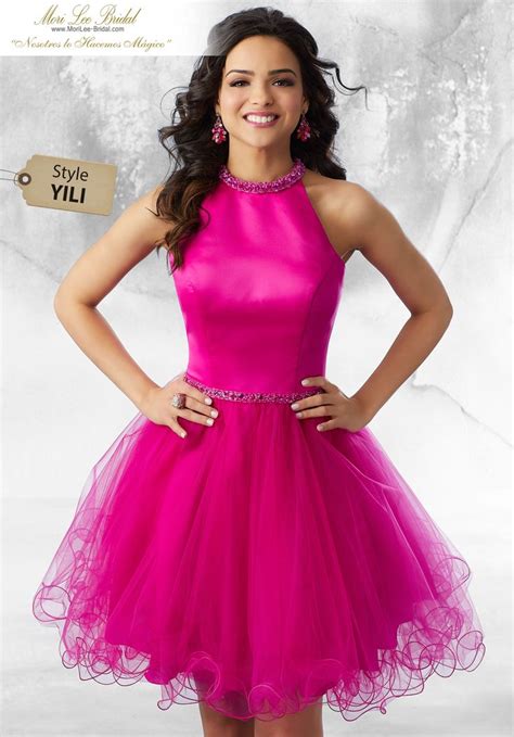 Estilo Yili Satin And Tulle Party Dress With Beaded Trim Satin And