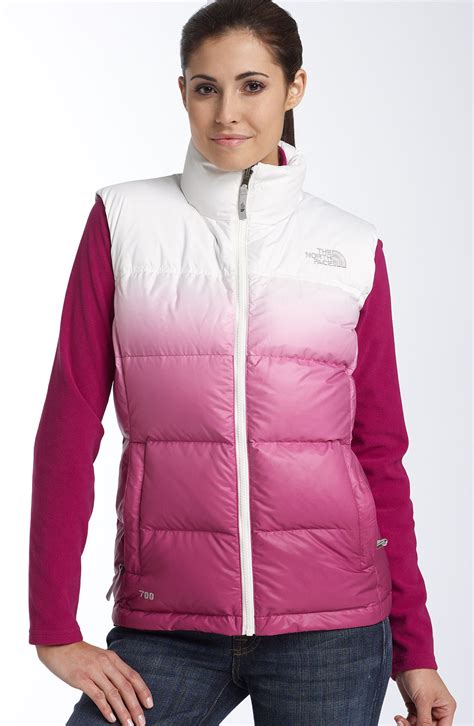 The North Face “novelty Nuptse” Down Vest Pink White Shiny Nylon