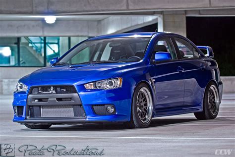 Blue Mitsubishi Evo X Ccw Classic Gunmetal Forged Wheels Ccw Wheels