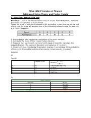 Arbitrage Pricing Theory And Factor Models Exercises On Returns