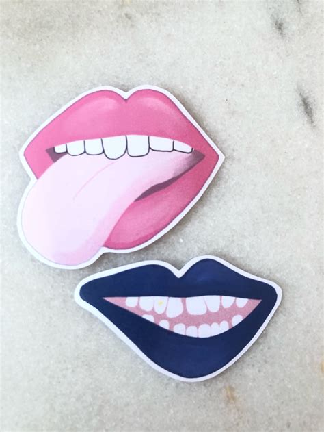 Mouth Sticker Colorful stickers fun stickers Illustrated | Etsy