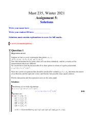 Mast235 Winter21 Assignment5 Solutions Copy Pdf Mast 235 Winter