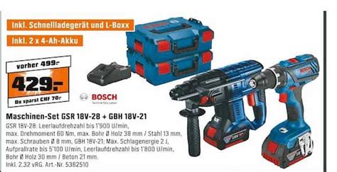 Maschinen-set Gsr 18v-28 + Gbh 18v-21 Bosch Angebot bei OBI - 1Prospekte.de