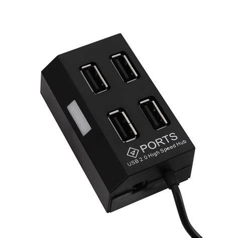 Hub 4 Porturi USB 2 0 Cu Led Si Port Alimentare Separata Negru EMAG Ro