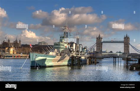 Hms Belfast And Tower Bridge London Stock Photo Alamy