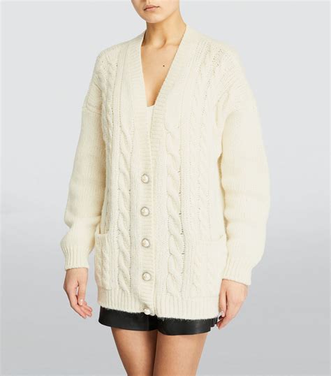 Alessandra Rich Oversized Cable Knit Cardigan Harrods US