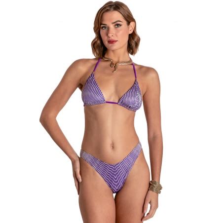 LUREX PADDED TRIANGLE BIKINI TIGER SUN PRINT Size XS Color Violet Brief