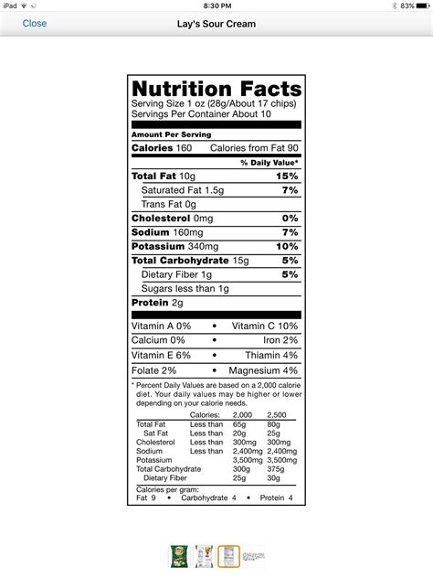 Chips nutrition image | Nutrition, Nutrition facts, Cholesterol