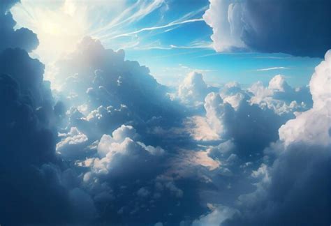 Premium AI Image | The sky above the clouds is a painting of clouds.