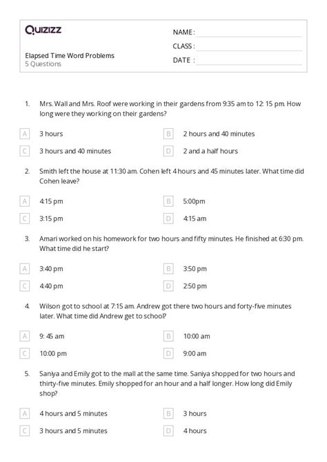 50 Time Word Problems Worksheets On Quizizz Free And Printable