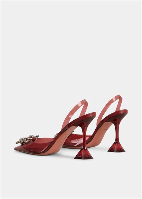 Shop Amina Muaddi Bordeaux Begum Glass Slingback Pump Harrolds Australia