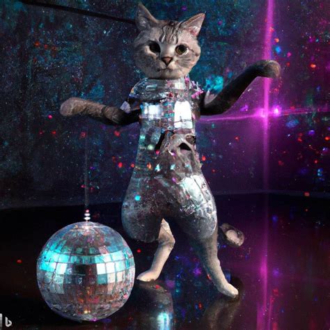 Try A Cat Wearing A Disco Outfit Standing Underneat