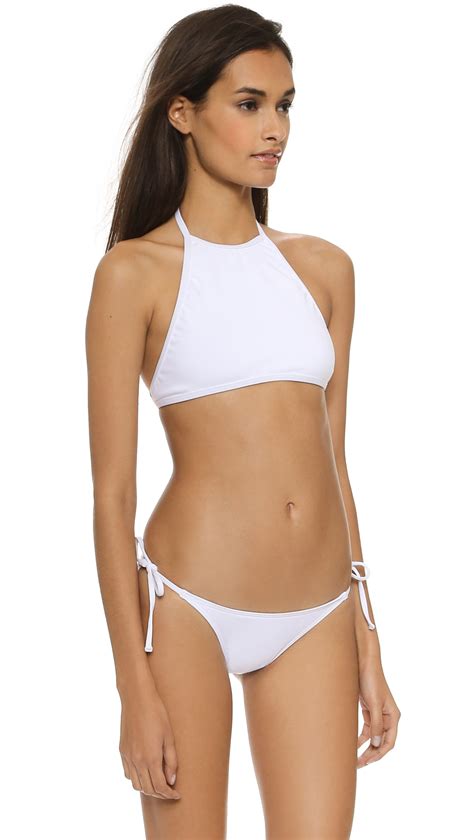 Suboo Tie Halter String Bikini Top White Lyst