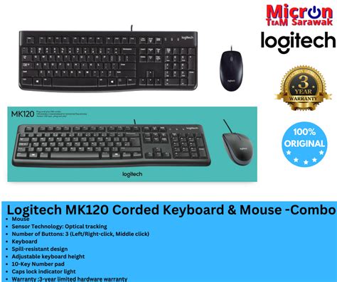 Logitech Mk120 Corded Keyboard And Mouse Combo