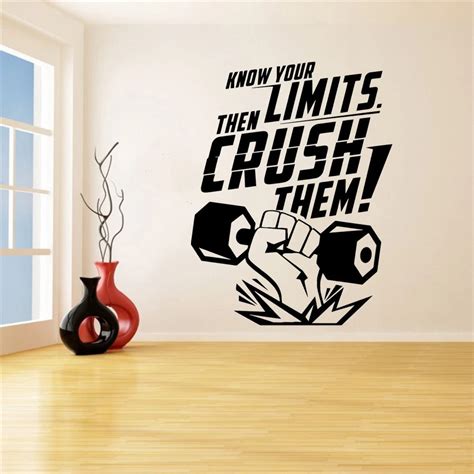 Gym Fitness Motivational Wall Decal Slogans Body Building Weights