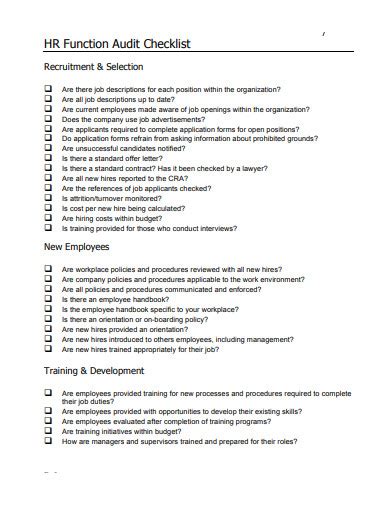 14 FREE Hr Audit Checklist Templates In PDF DOC XLS