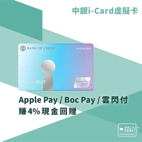 中銀i Card虛擬卡攻略 Apple Payboc Pay雲閃付4回贈！ Hkcashrebate 現金回贈信用卡攻略