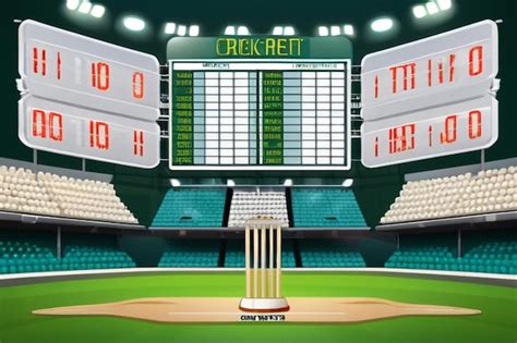 Cricket background with scoreboard Hitting recreation equipment Vector ...