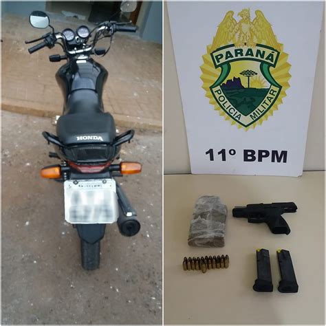 PM Prende Dois Homens Apreende Pistola 9 Mm Drogas E Recupera Moto