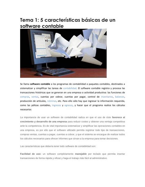 Pdf Tema Caracter Sticas B Sicas De Un Software Contable Pdf