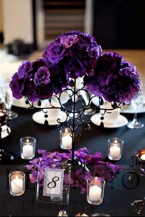 Purple Wedding Centerpieces With Glamour Modwedding Purple Flower Bouquet Dark Purple Flowers