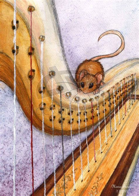 Harp And A Mouse By Amarathimi On Deviantart Harp Music Illustration